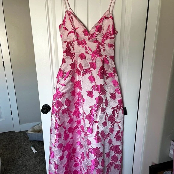 lulus pink prom dress Hot Pink Dress - Organza Maxi Dress - Strapless Prom Dress